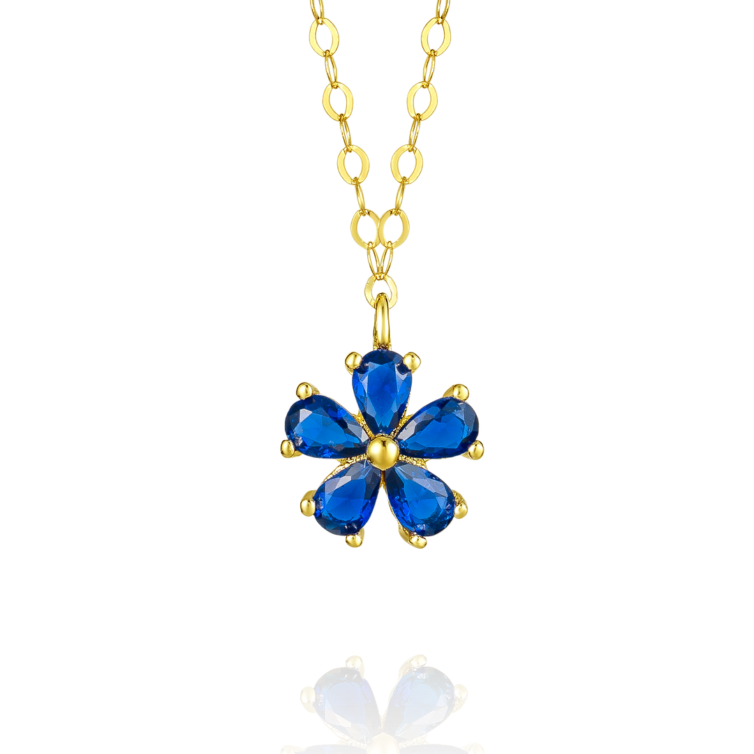 18K Real Gold Flower Necklace