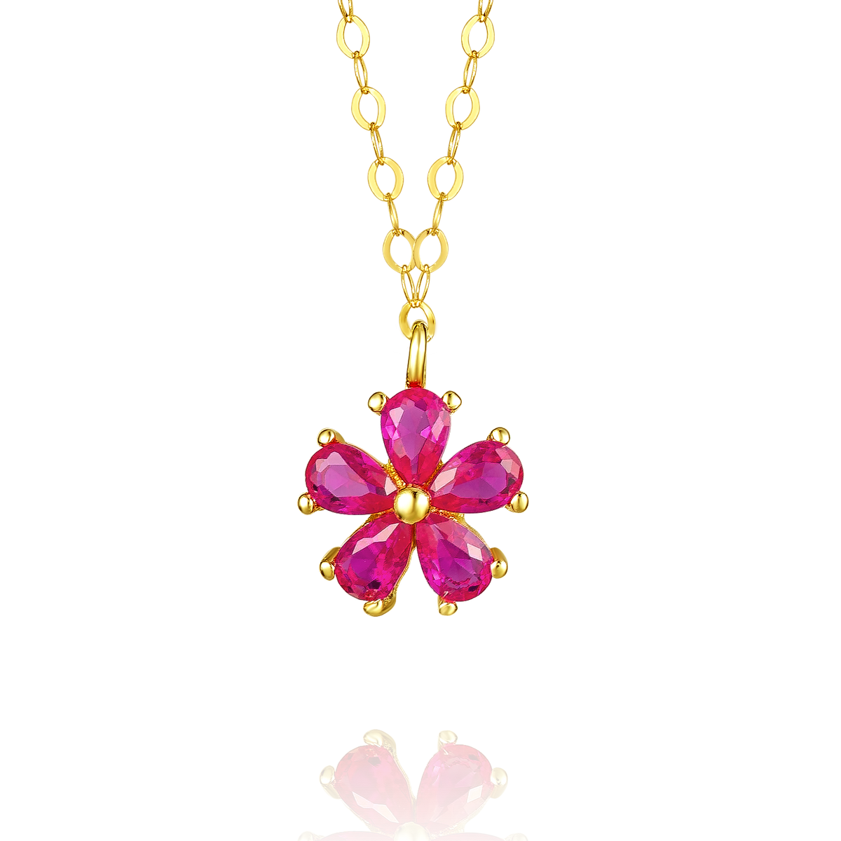 18K Real Gold Flower Necklace