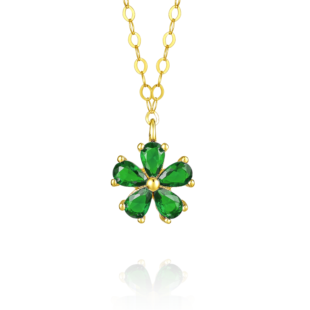 18K Real Gold Flower Necklace