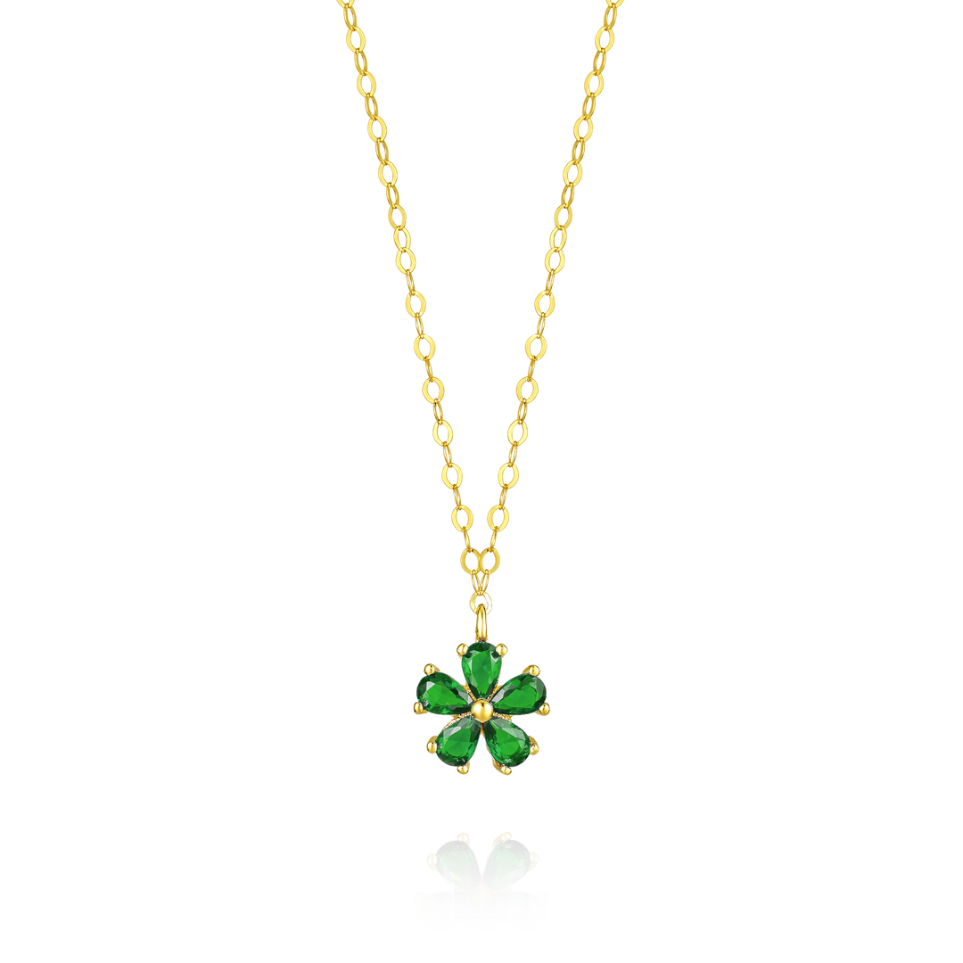 18K Real Gold Flower Necklace