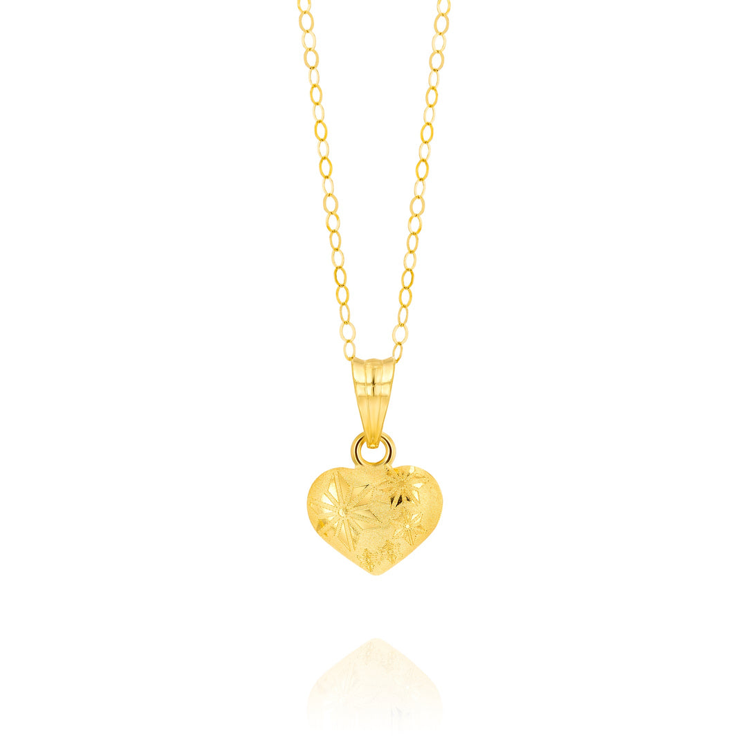 18K Pure Gold Fine Heart Necklace
