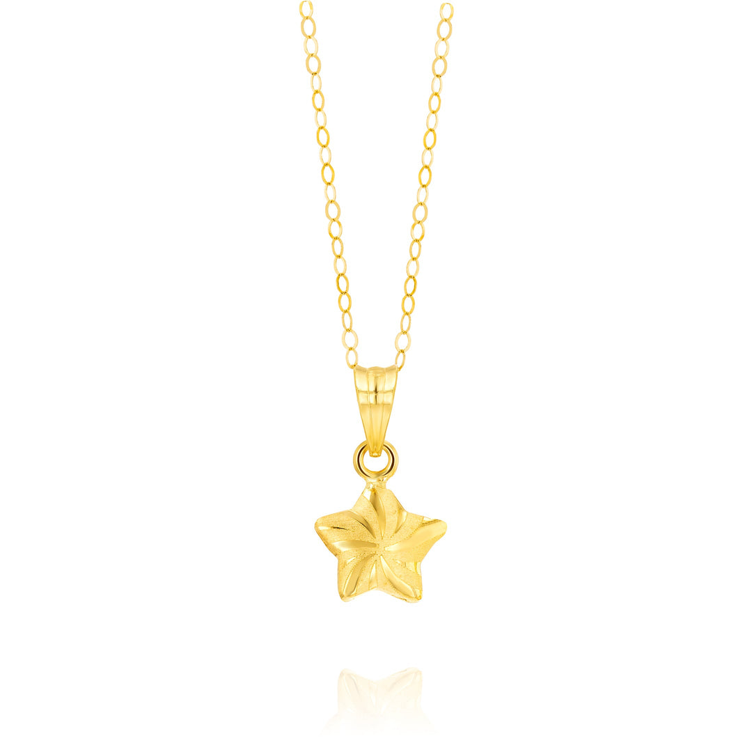 18K Real Gold Fine Star Necklace