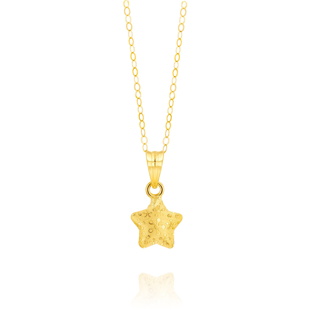 18K Real Gold Fine Star Necklace