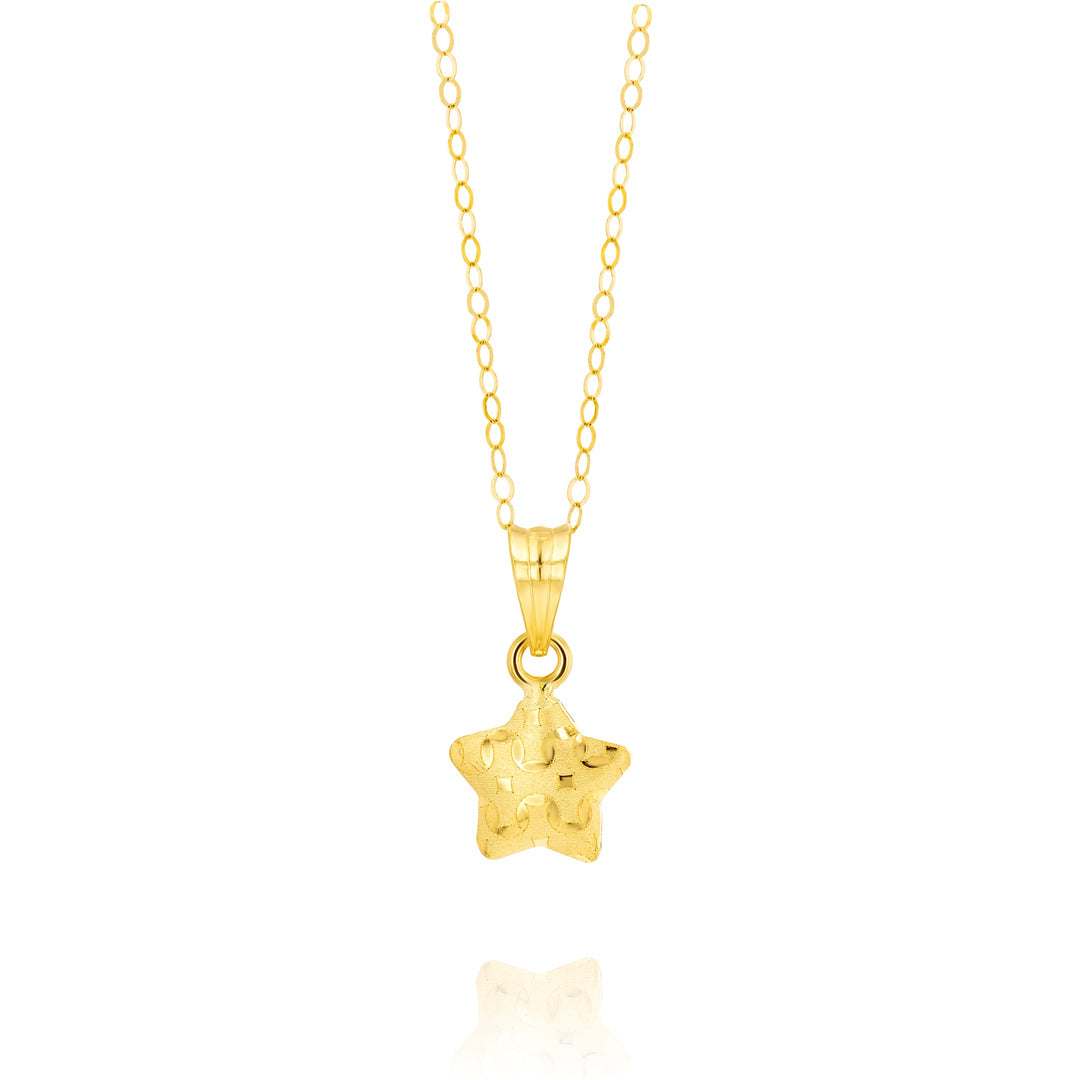 18K Real Gold Fine Star Necklace