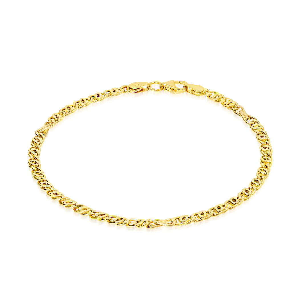 18K Real Gold Flat Linked Bracelet