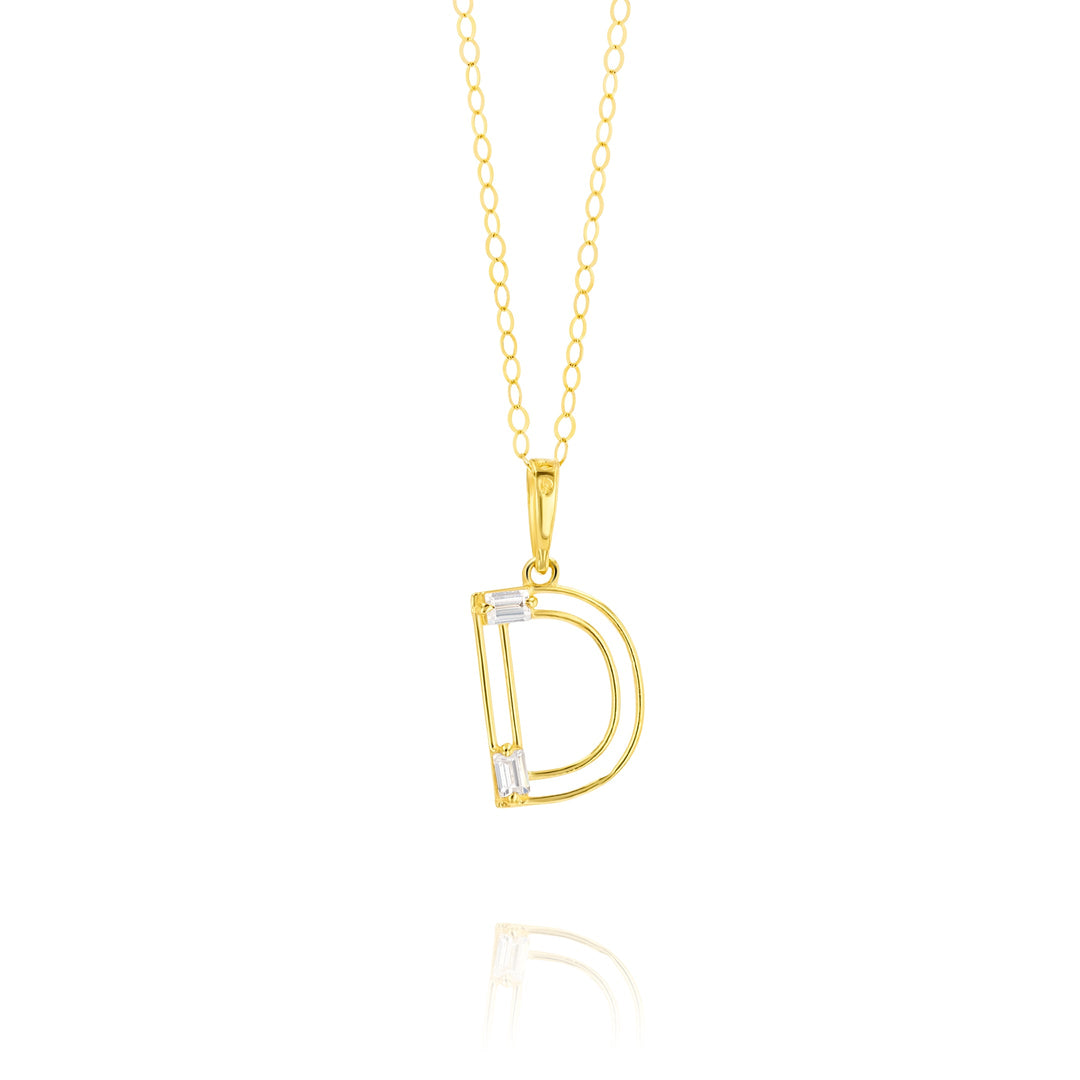 18K Real Gold Fine Letter D Necklace
