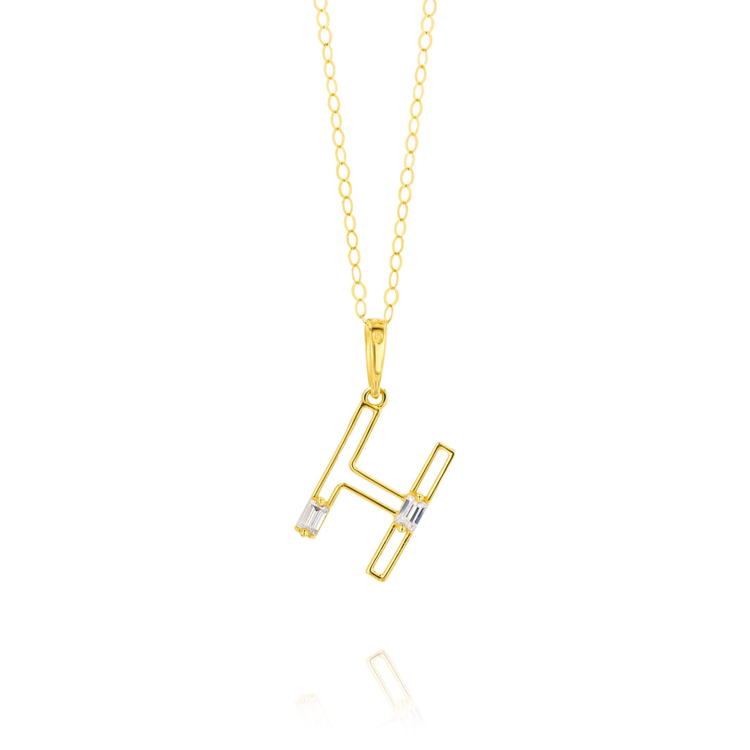 18K Real Gold Fine Letter H Necklace
