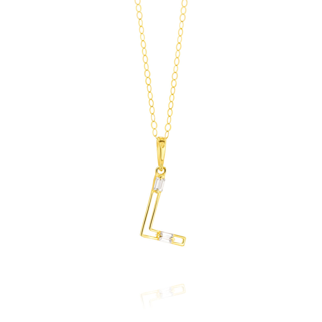 18K Real Gold Fine Letter L Necklace