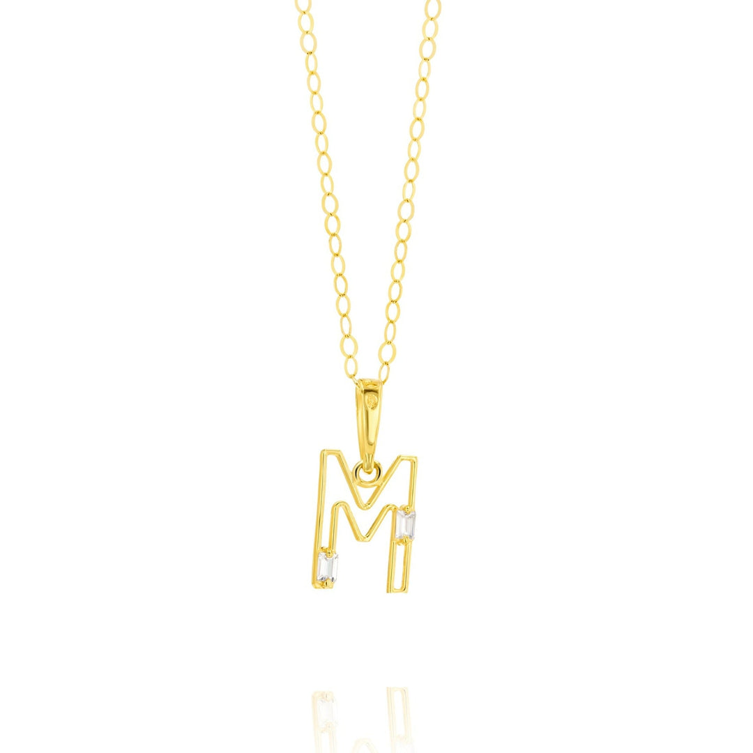 18K Real Gold Fine Letter M Necklace