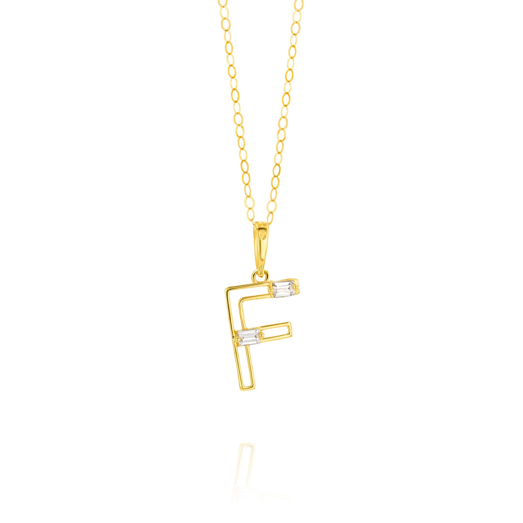18K Real Gold Fine Letter F Necklace