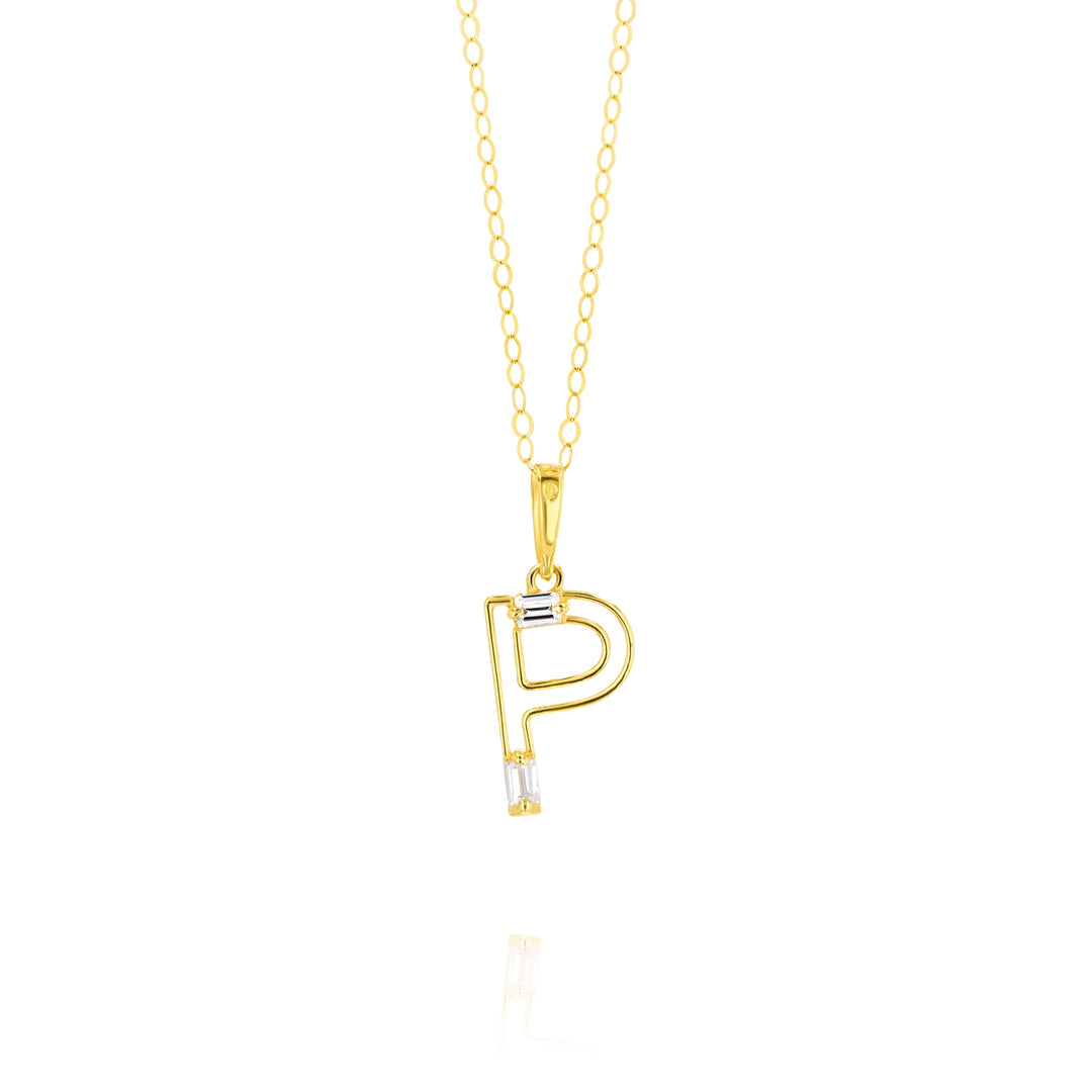 18K Real Gold Fine Letter P Necklace