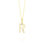 Load image into Gallery viewer, 18K Real Gold Fine Letter R Necklace