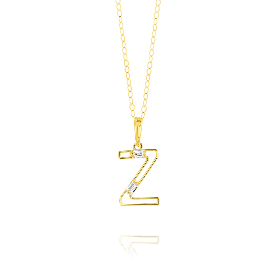 18K Real Gold Fine Letter Z Necklace