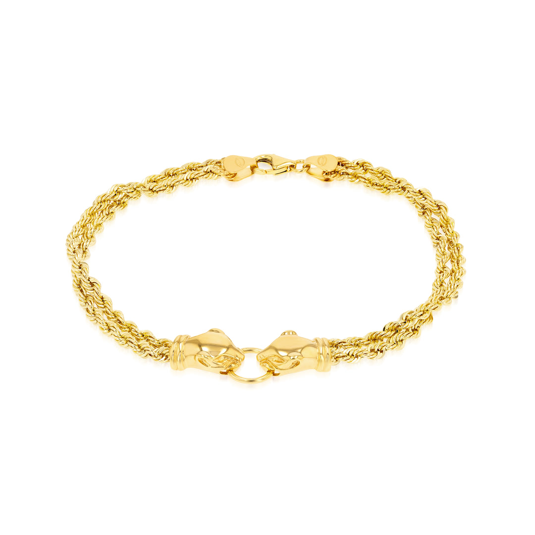 18K Real Gold Thick Double Rope Bracelet