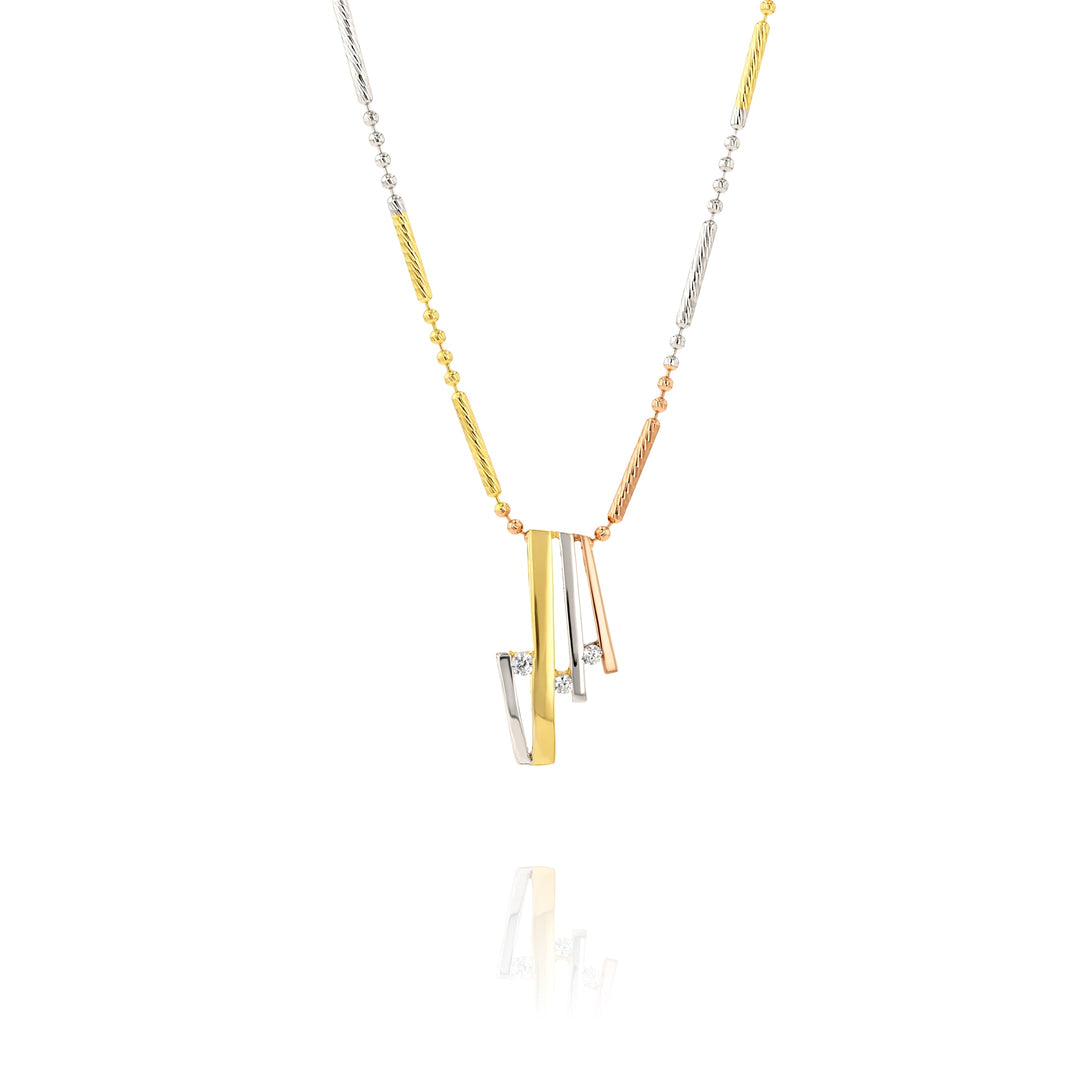 18K Real Gold TRI Color Necklace
