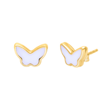Load image into Gallery viewer, 18K Real  Gold White Butterfly Earring Set