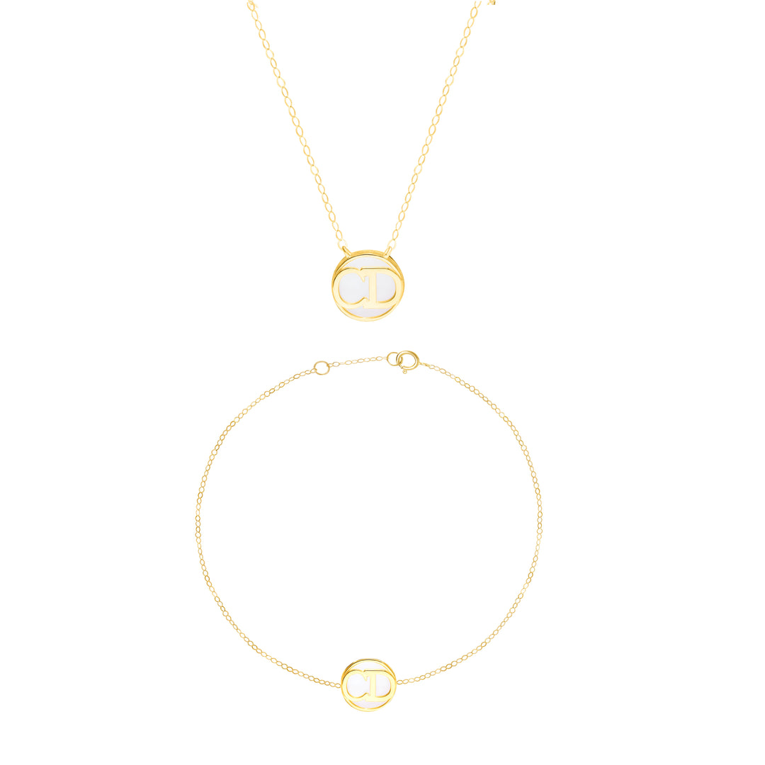 18K Real Gold C.D White Jewelry Set