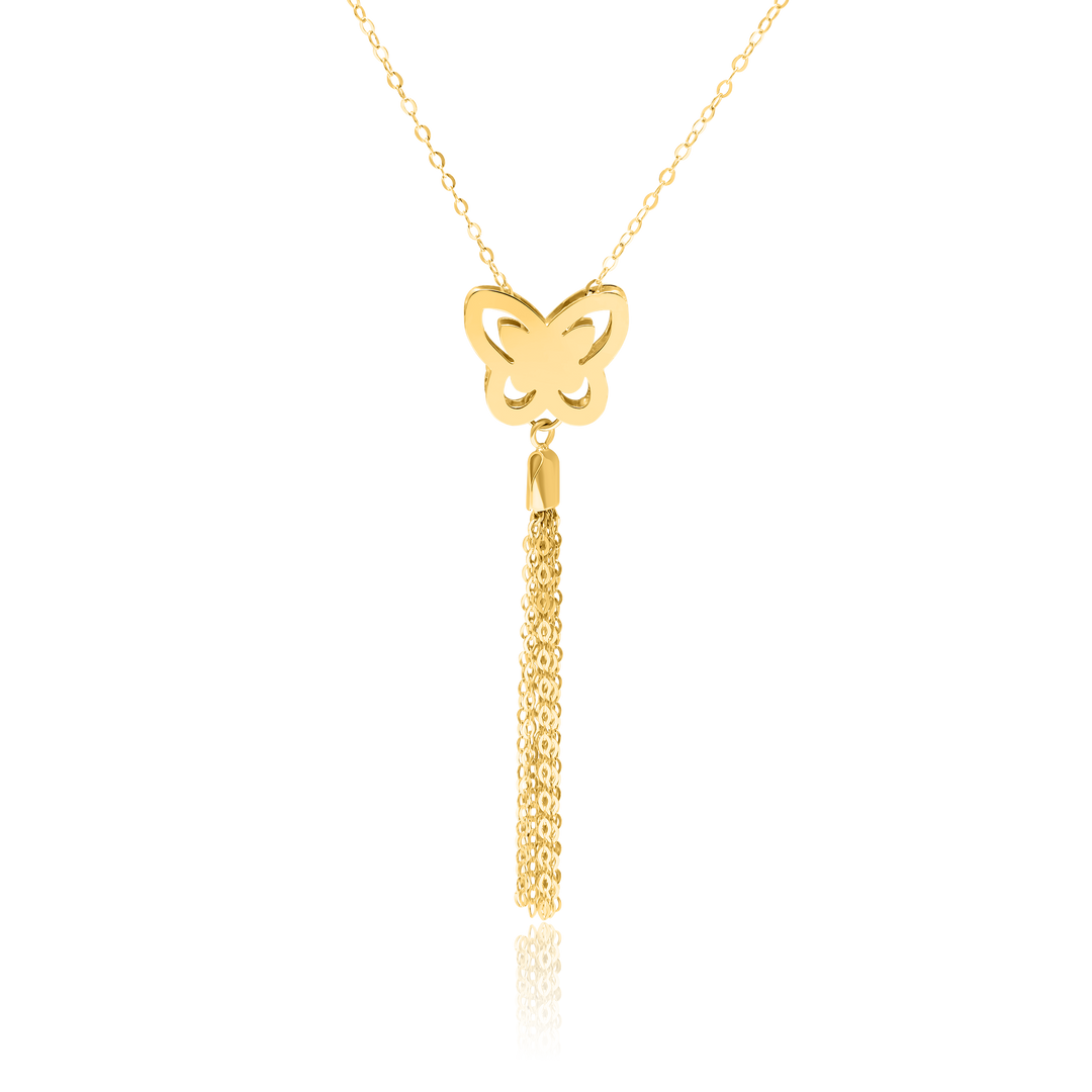 18K Real Gold Hanging Butterfly Necklace