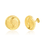 Load image into Gallery viewer, 18K Real Gold Round Button Screw Earrings
