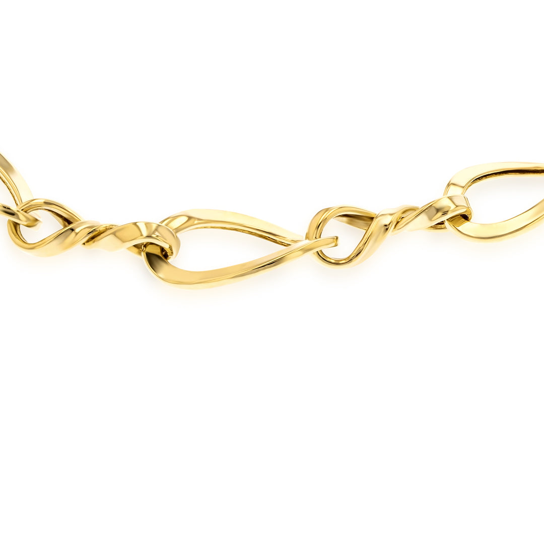 18K Real Gold Twisted Linked Bracelet