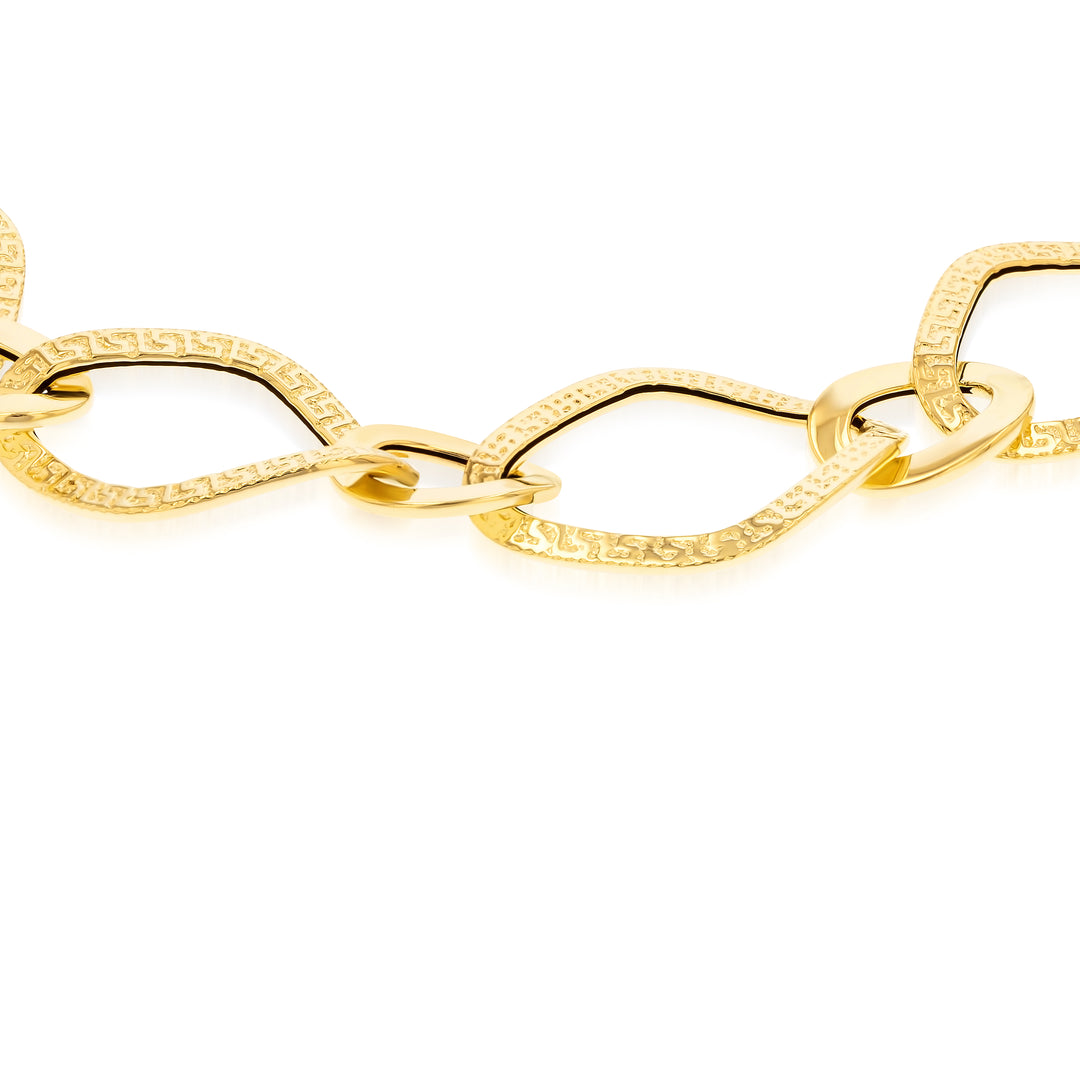 18K Real Gold Oval Linked Bracelet