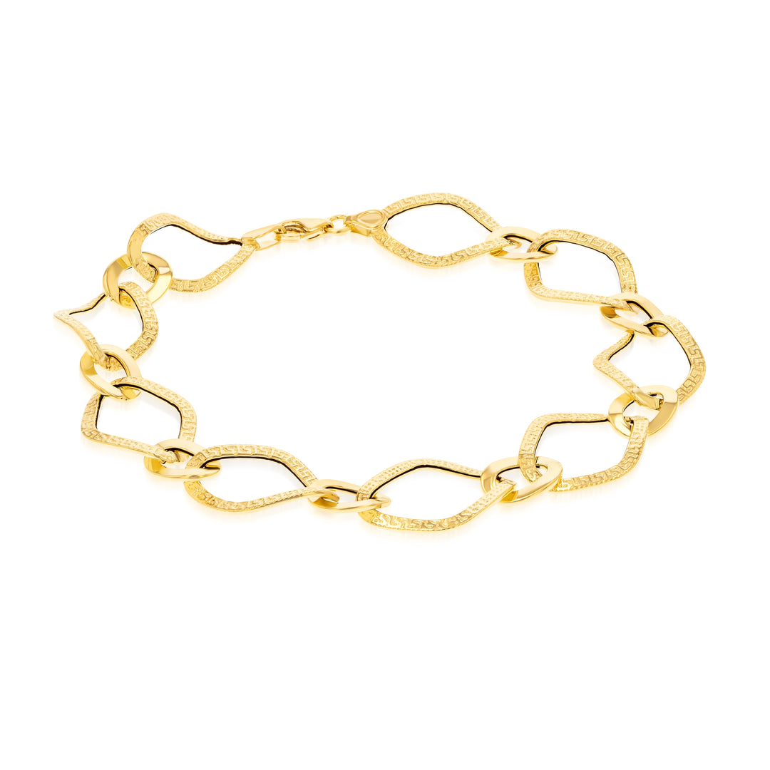 18K Real Gold Oval Linked Bracelet