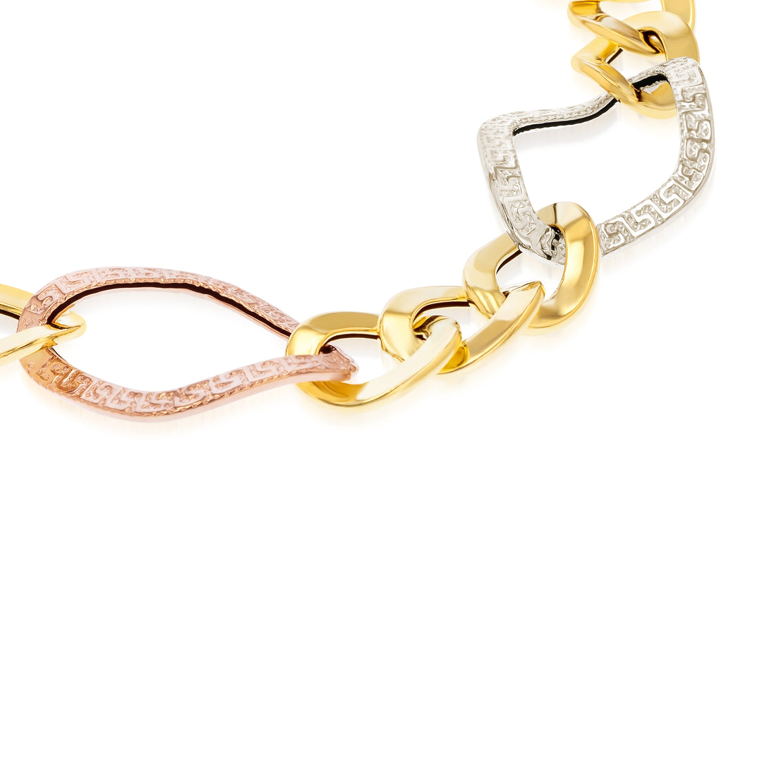 18K Real Gold Twisted Linked Bracelet