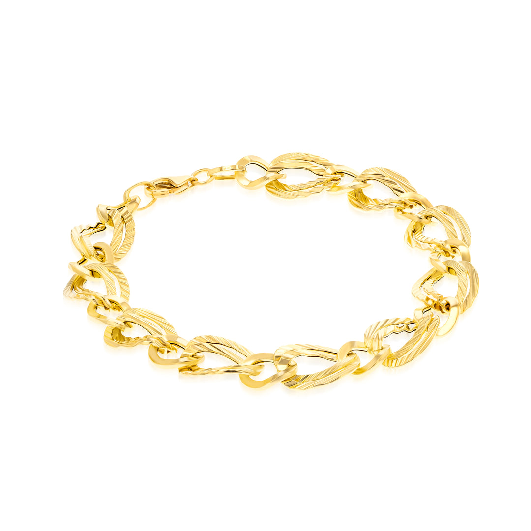 18K Real Gold Twisted Linked Bracelet