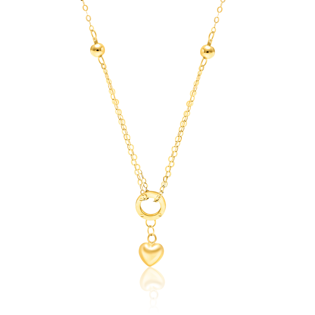 18K Real Gold Heart Seed Necklace