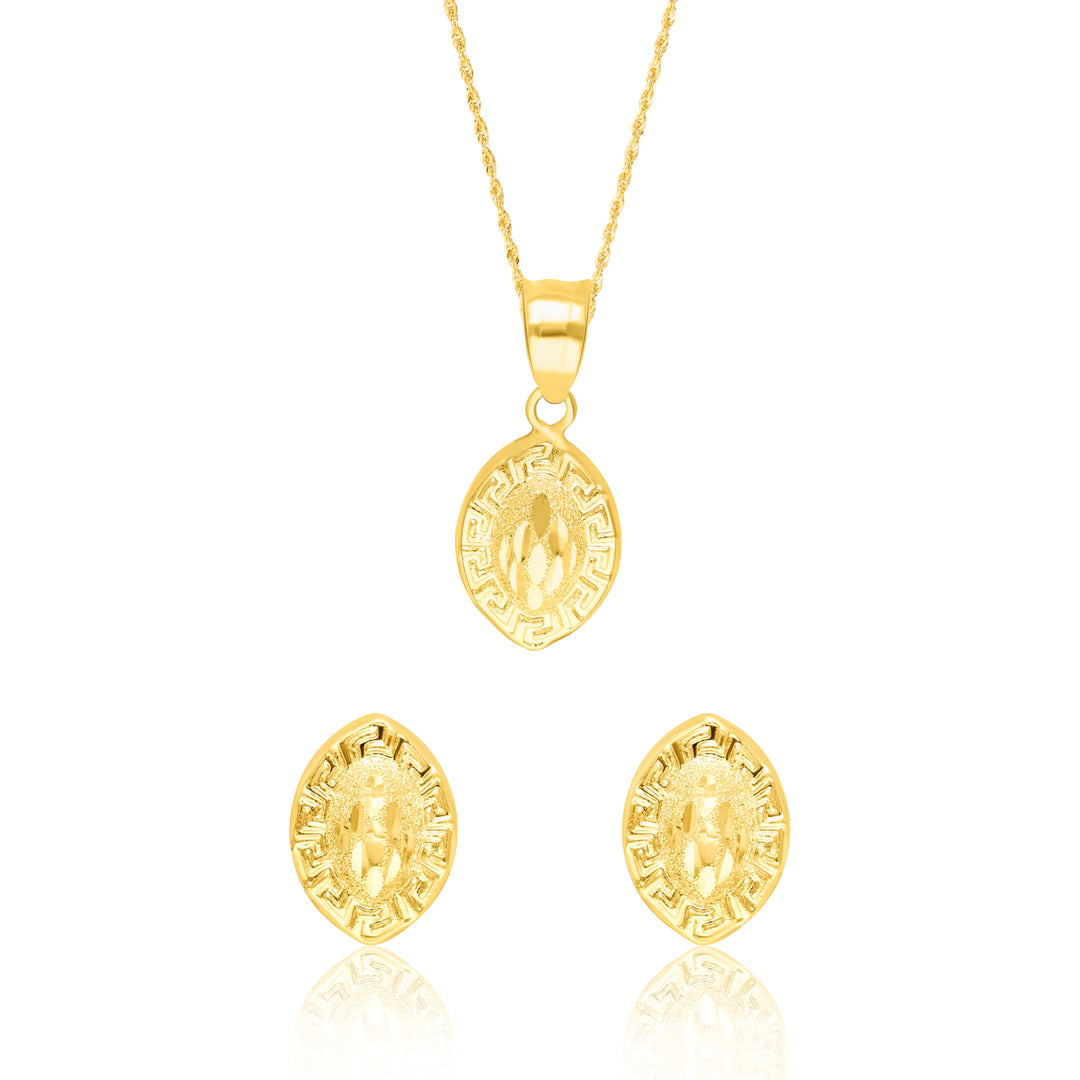 18K Real Gold Oval Jewelry Set