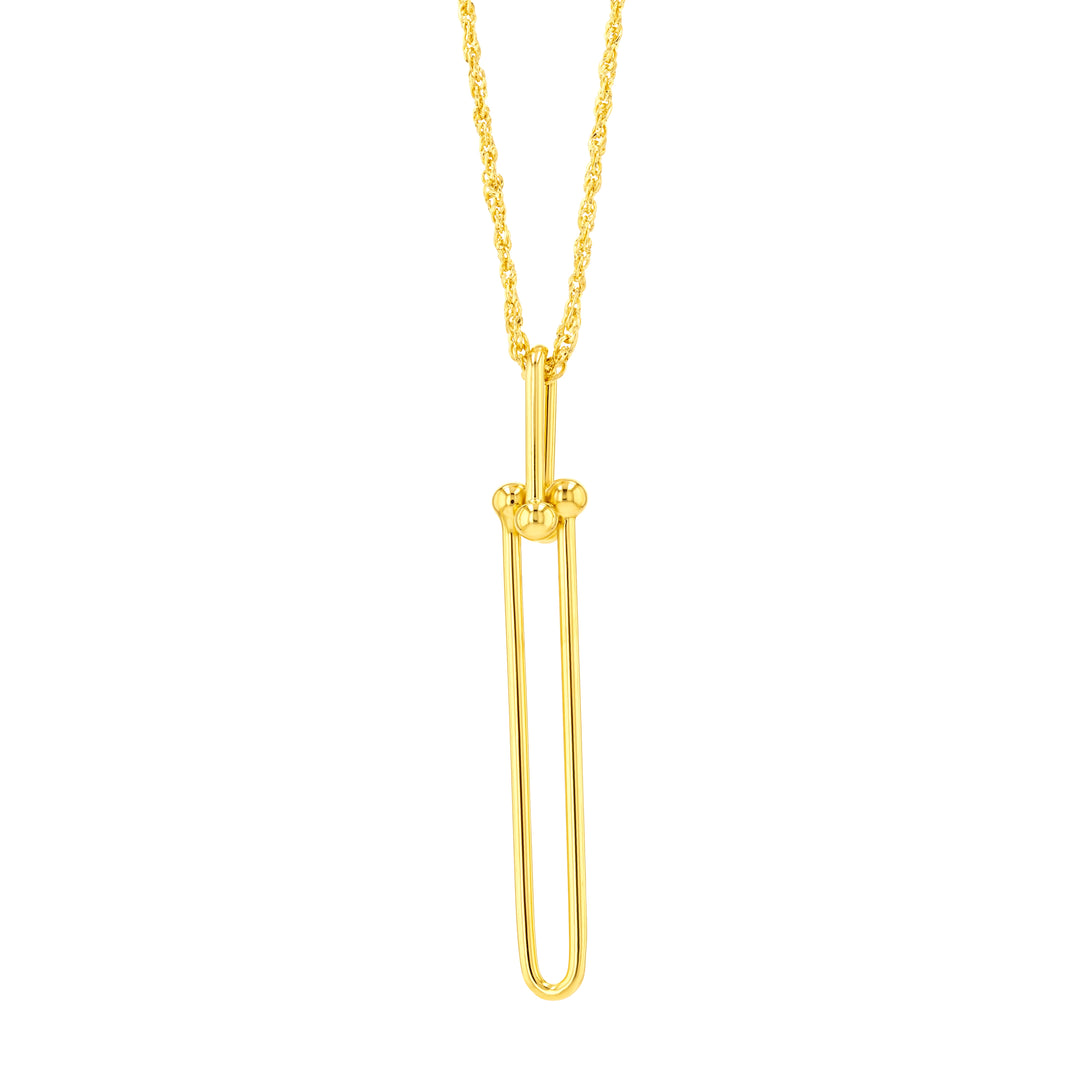18K Real Gold Long U-Link Necklace