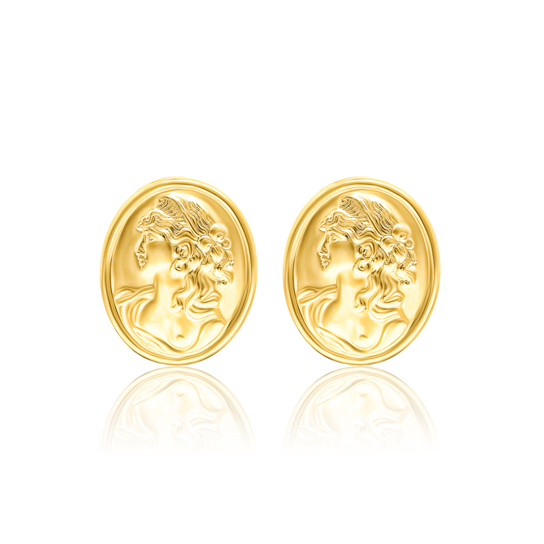 18K Real Gold Queen Design Earring Set