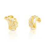 Load image into Gallery viewer, 18K Real Gold 2 Color Feather Screw Earrings