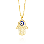 Load image into Gallery viewer, 18K Real Gold Hamsa Palm Necklace
