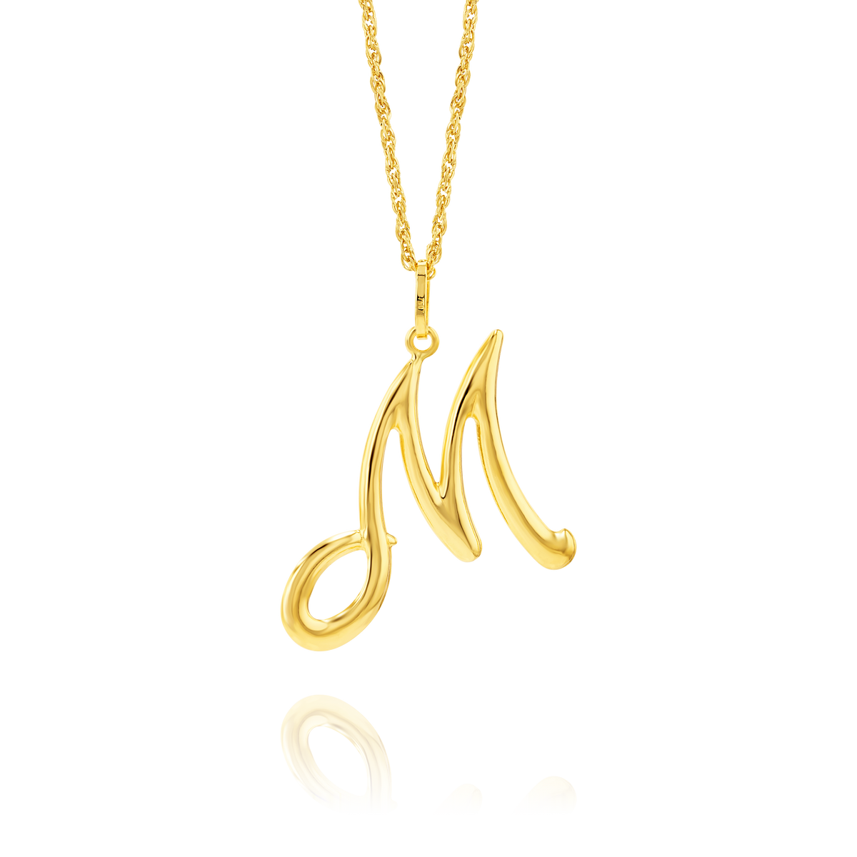 18K Real Gold Letter M Necklace Hamsa Gold
