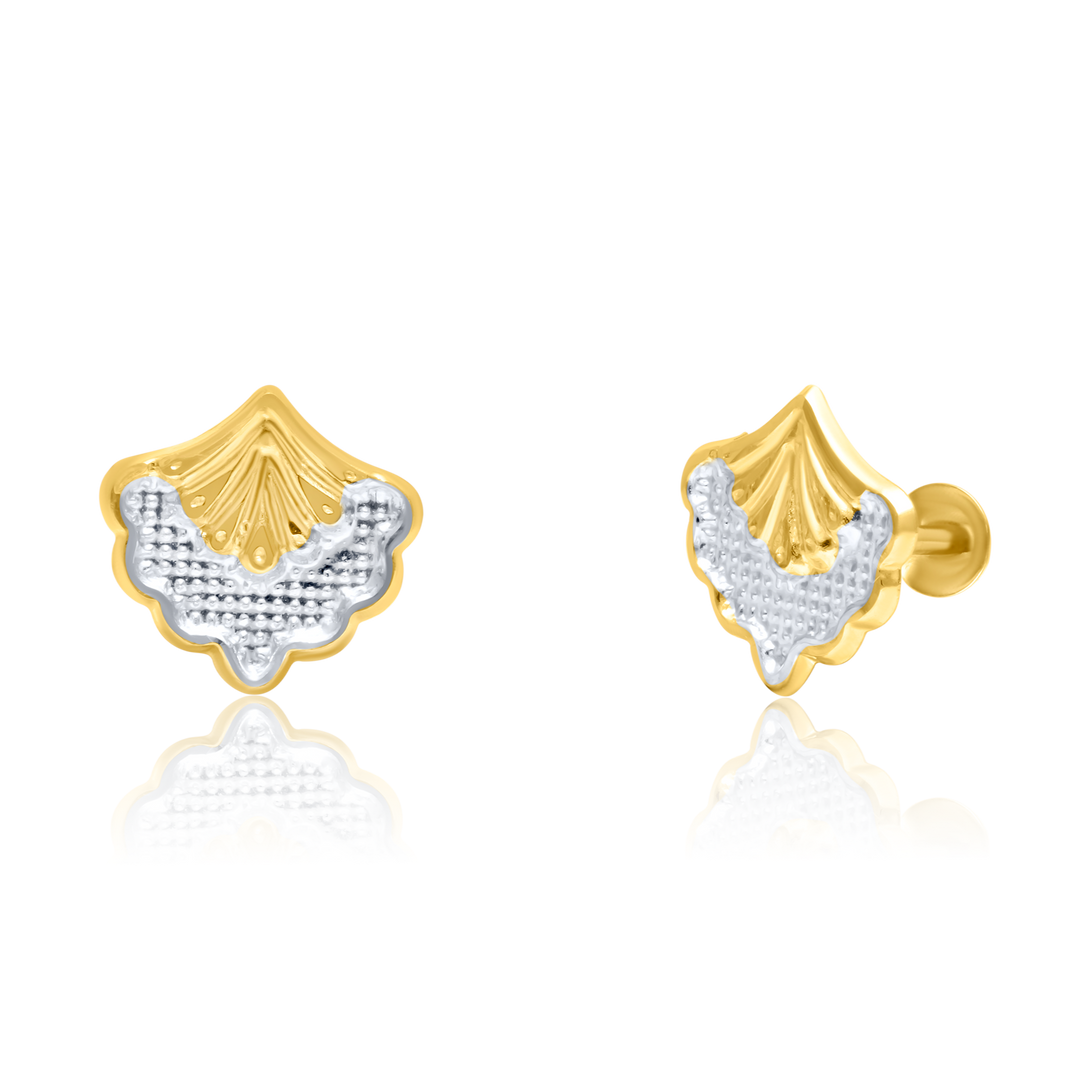 18K Real Gold Screw Earring Set