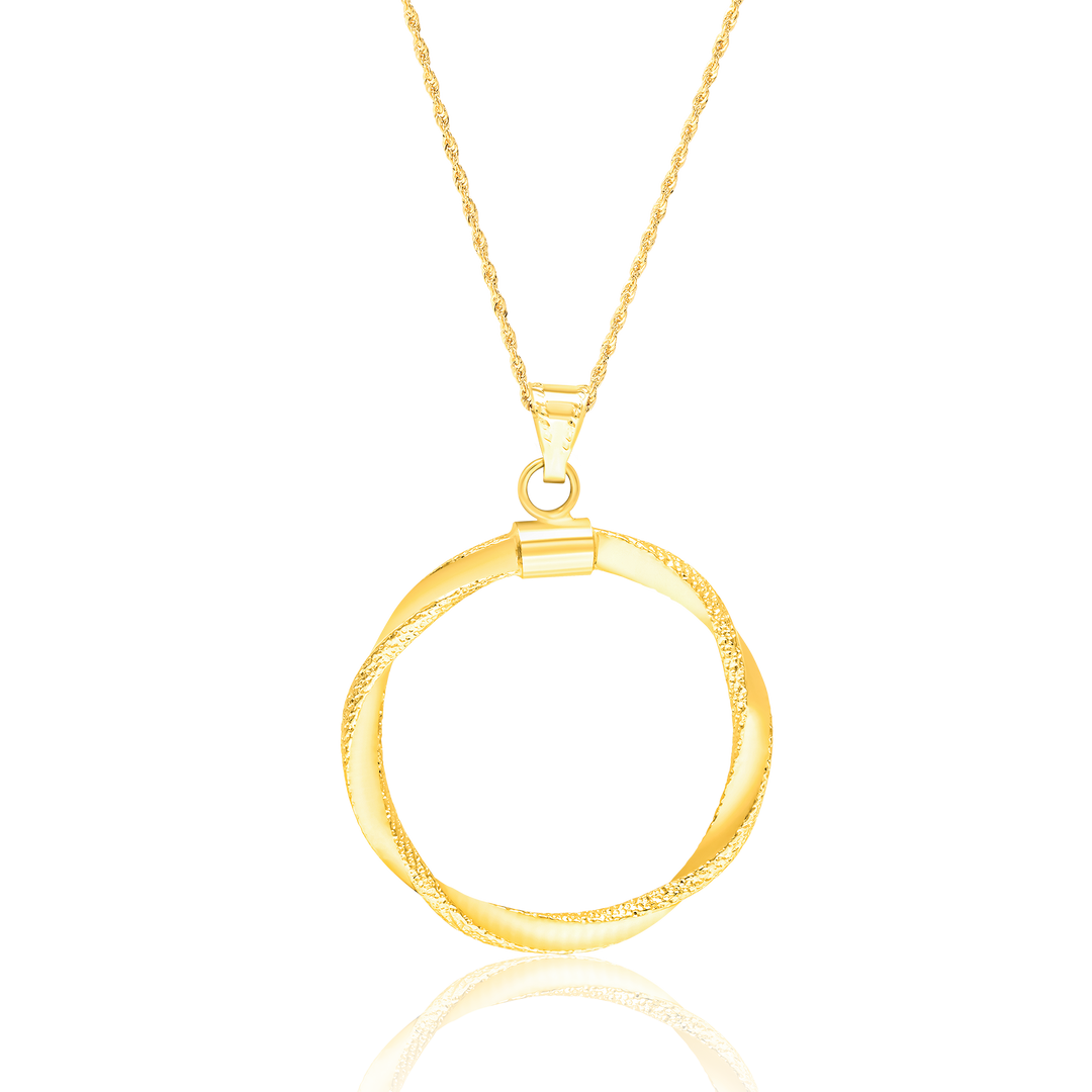 18K Real Gold Twisted Round Necklace