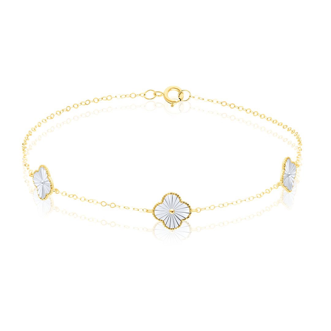18K Real Gold White Flower Bracelet