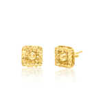 Load image into Gallery viewer, 18K Real Gold Square Flower Earring Set