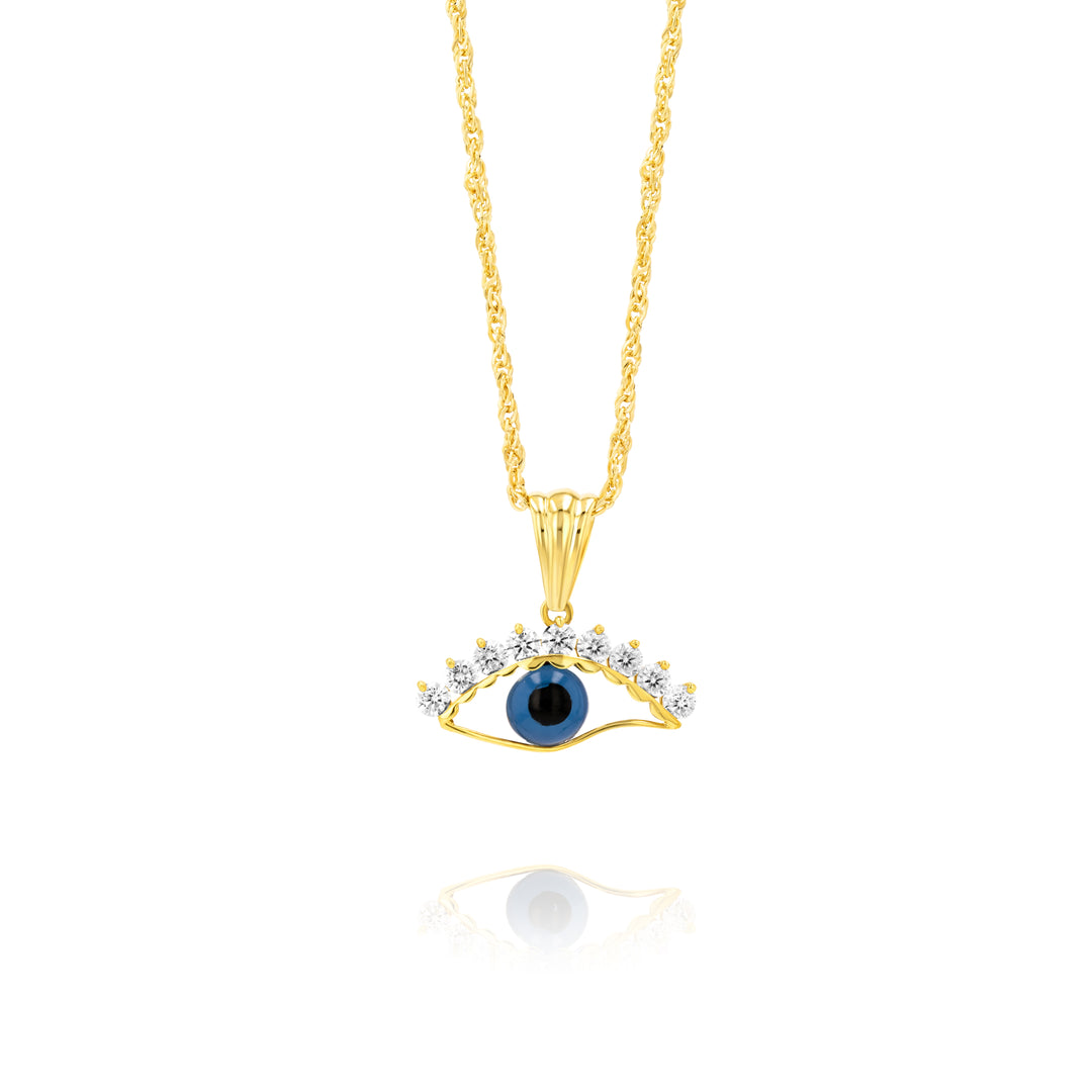 18K Real Gold Eye Necklace