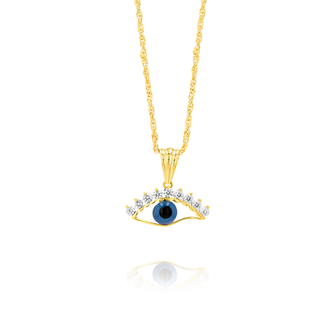 18K Real Gold Eye Necklace