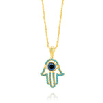 Load image into Gallery viewer, 18K Real Gold Hamsa Palm Eye Necklace