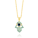 Load image into Gallery viewer, 18K Real Gold Hamsa Palm Eye Necklace