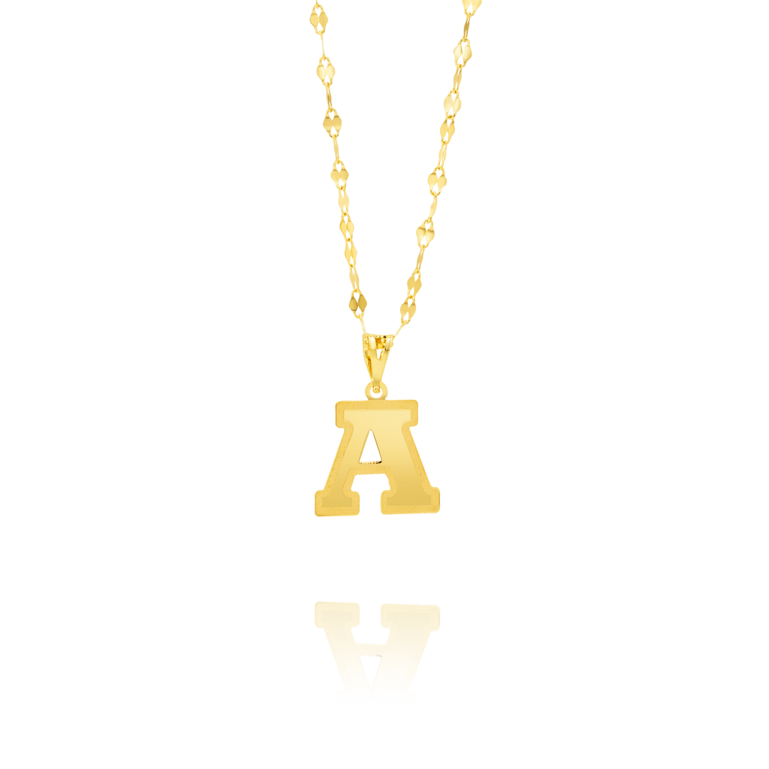 18K Real Gold Letter A Necklace