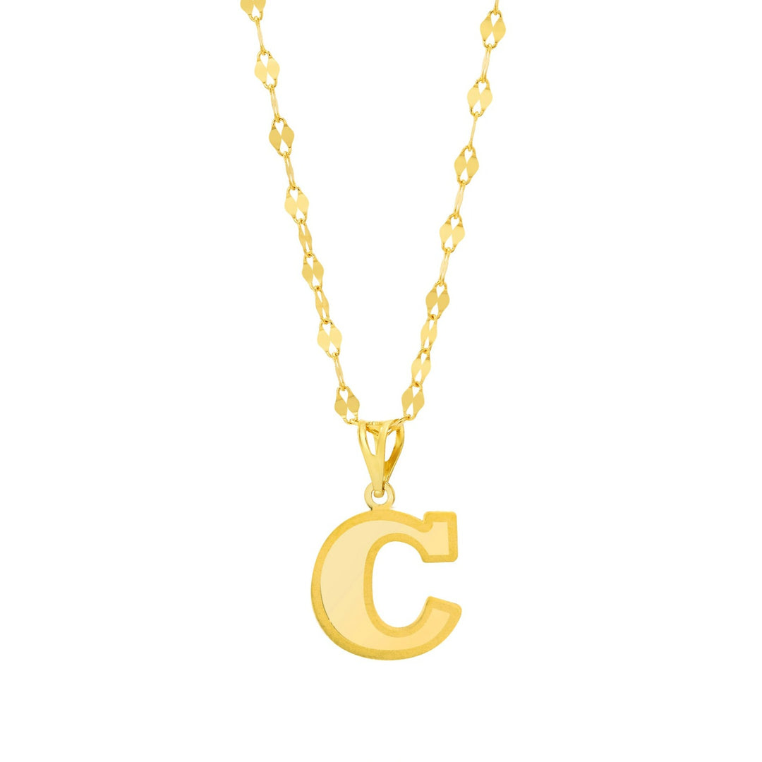 18K Real Gold Letter C Necklace