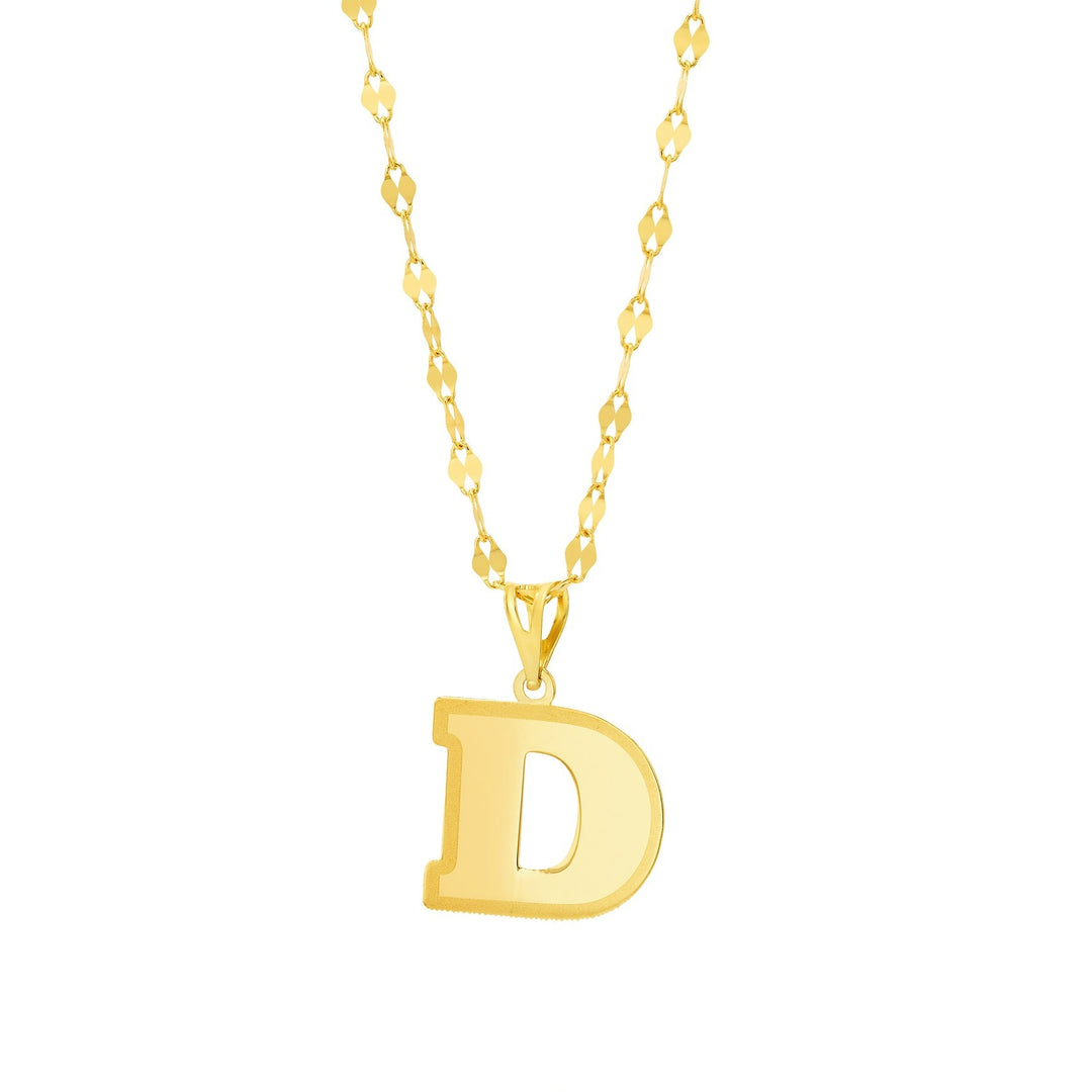 18K Real Gold Letter D Necklace