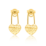 Load image into Gallery viewer, 18K Real Gold Heart Pin Earring Set