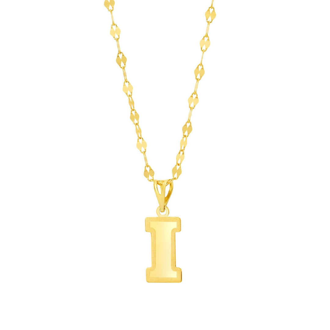 18K Real Gold Letter I Necklace