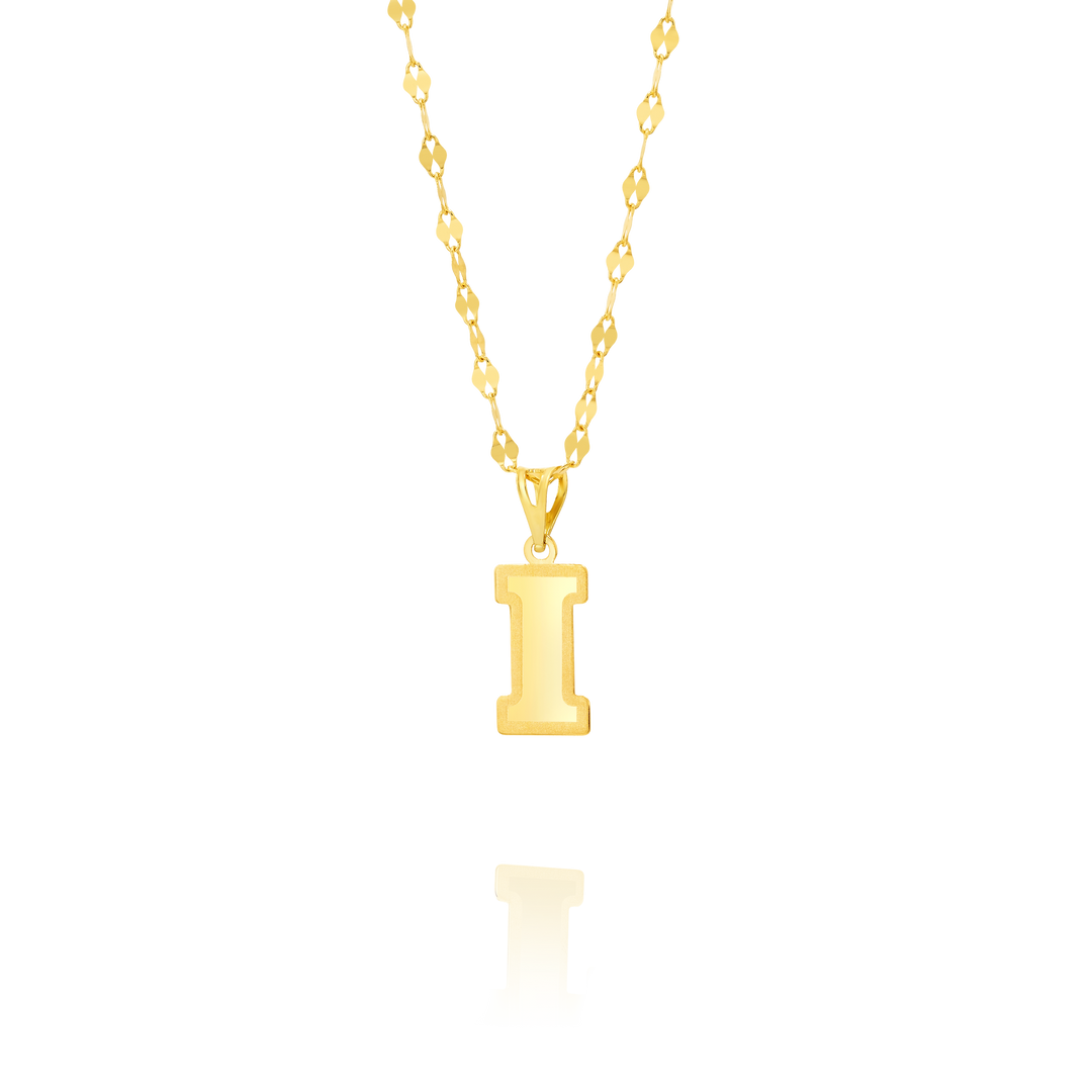 18K Real Gold Letter I Necklace