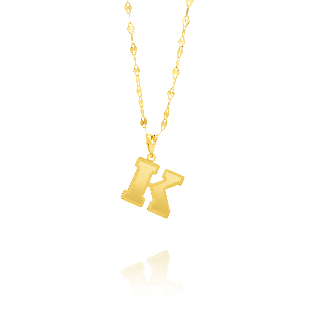 18K Real Gold Letter K Necklace Hamsa Gold